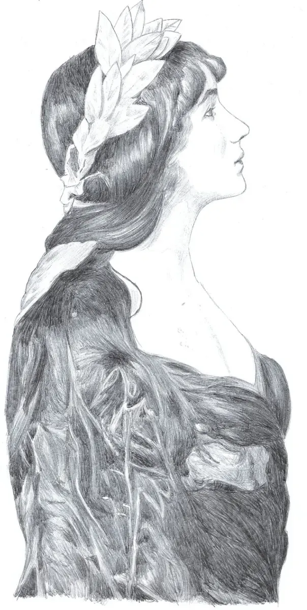 Arlette de Falaise, dibujo a lápiz