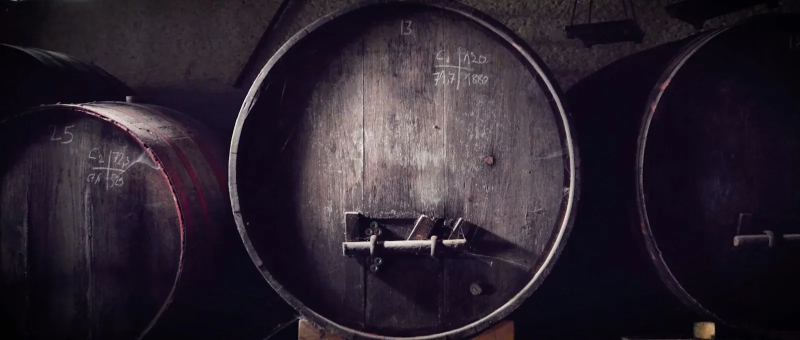 Toneles de roble en la bodega del Domaine des Cinq Autels