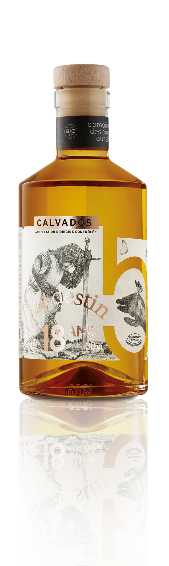 Garrafa de Calvados Le Destin 18 años, Domaine des Cinq Autels