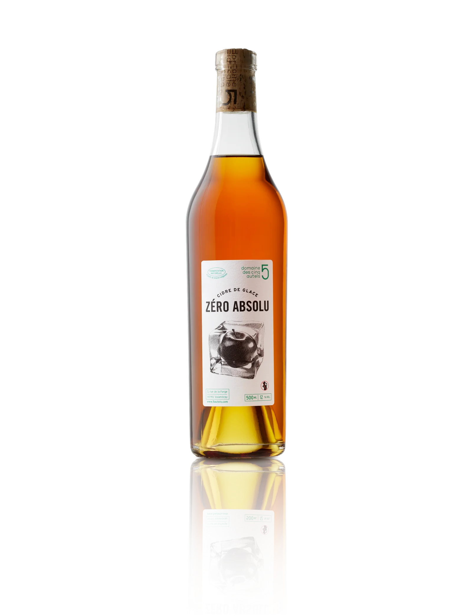 Botella de sidra de hielo Zéro Absolu del Domaine des Cinq Autels, 50cl