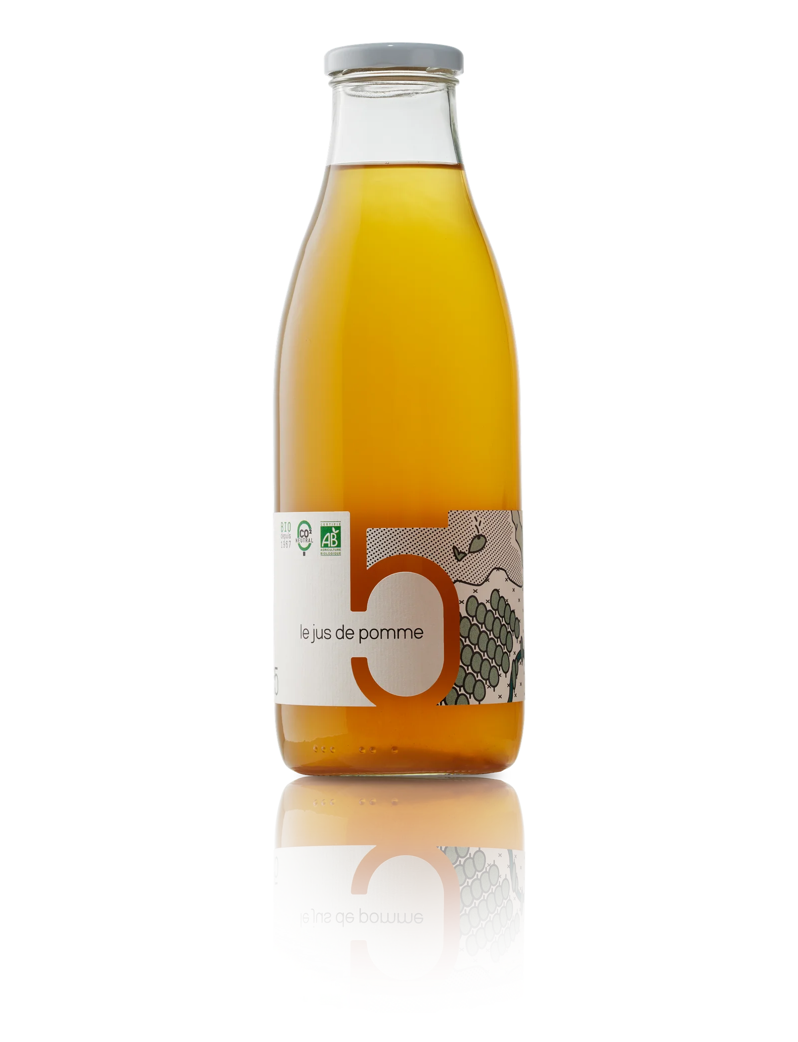 Botella de zumo de manzana sin filtrar del Domaine des Cinq Autels